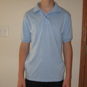 HANES UNISEX SIZE MEN'S SMALL (34 - 36) LIGHT BLUE POLO /  GOLF SHIRT NWT